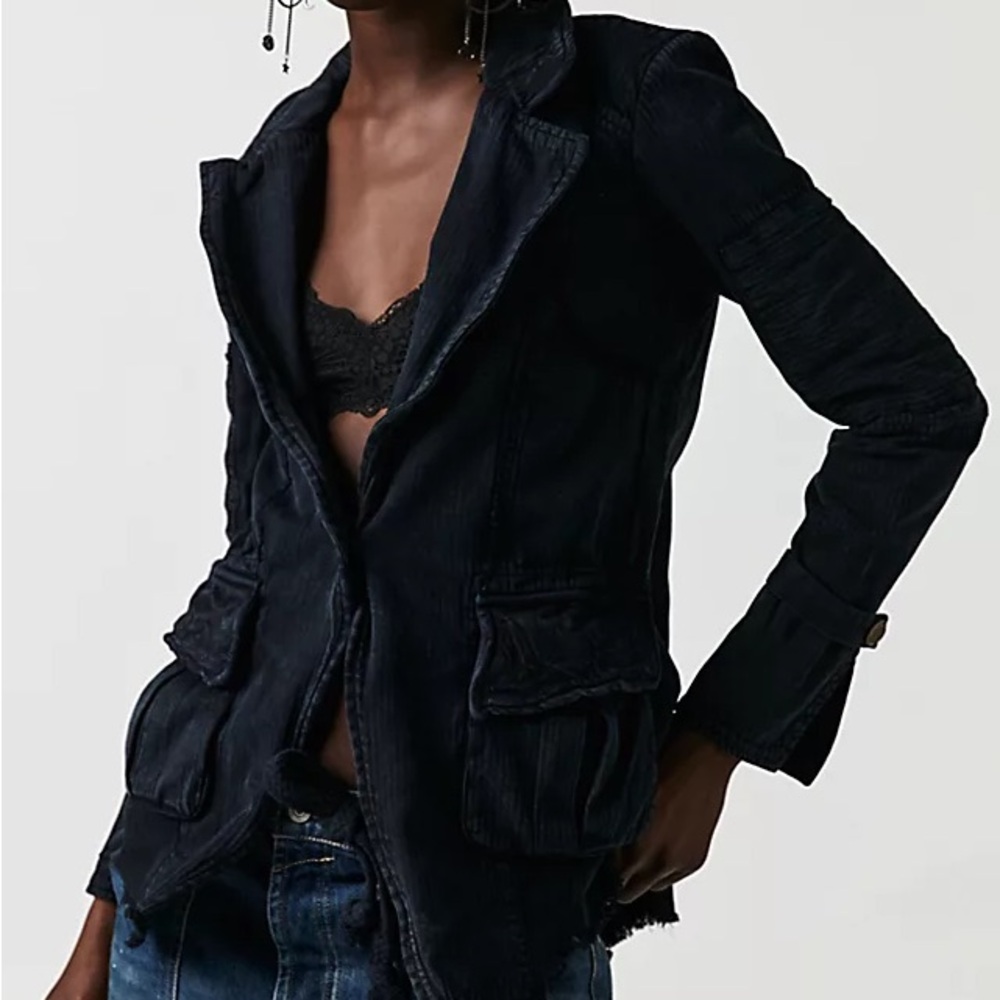 Free People Harlow Utility Blazer Black Size L